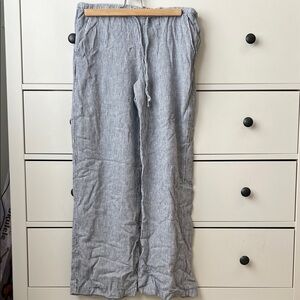 Hollister Blue and White Striped Linen Pants Small Long